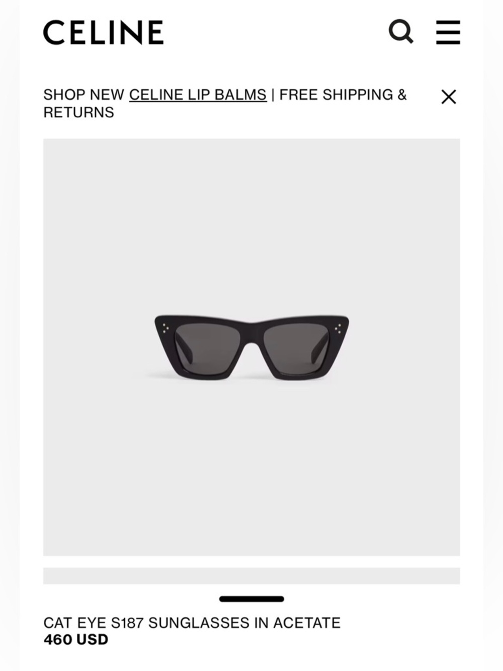 Celine Black Rectangular Acetate Sunglasses with Brown Case - Picture 4 of 10